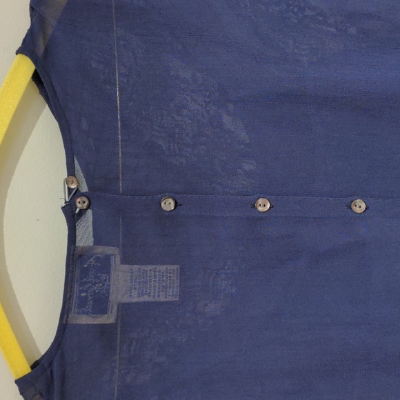 April Cornell Navy Blue Lace Sheer Blouse Size XS - Picture 4 of 7